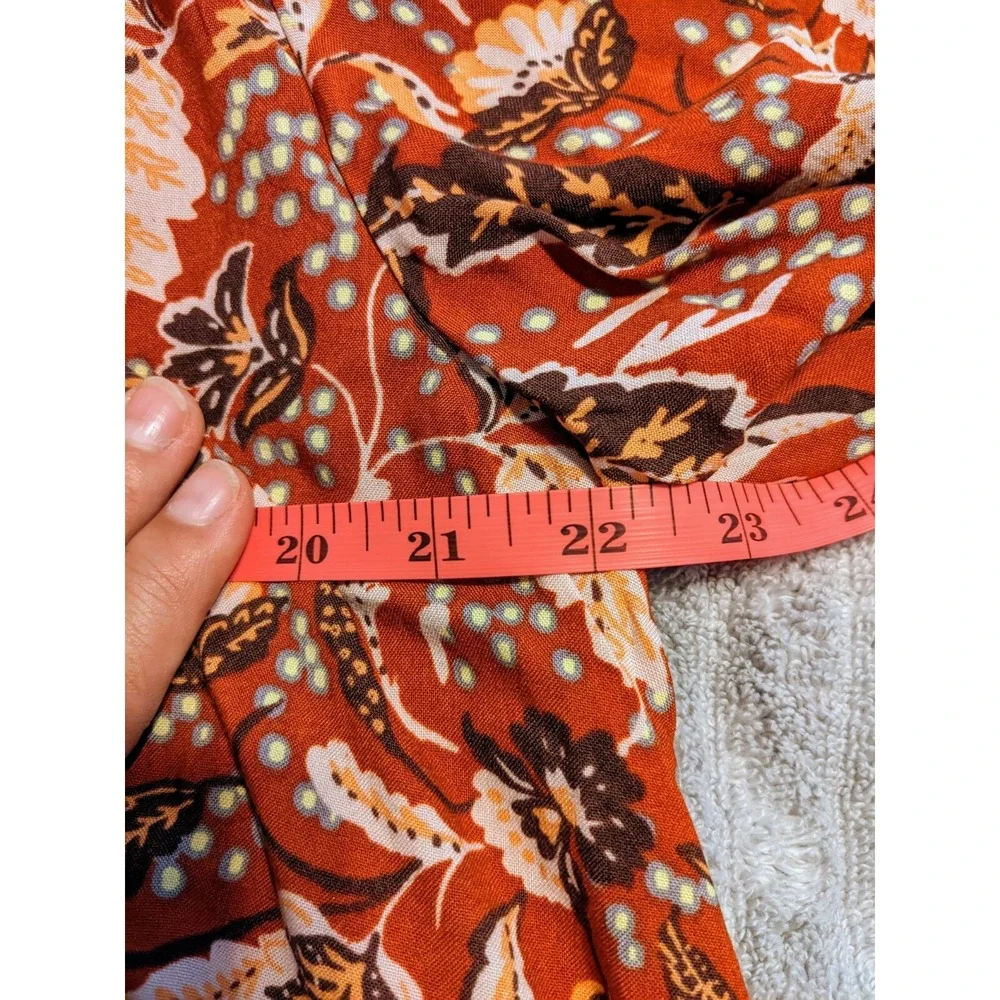 essica Simpson Ladies Woven Top Boho Flowy Size Large Mother Nature Floral‎ L/S